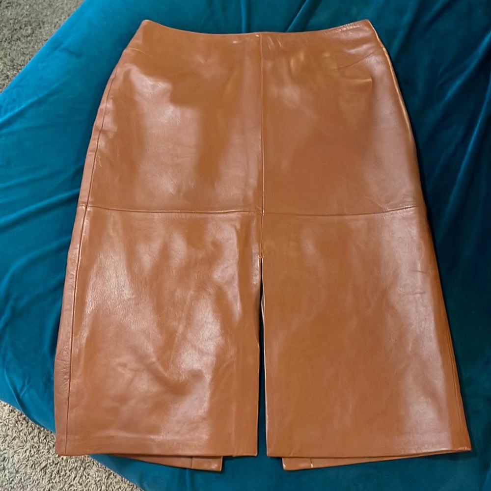 NWT Cache saddle leather skirt, size 6 - Picture 1 of 11